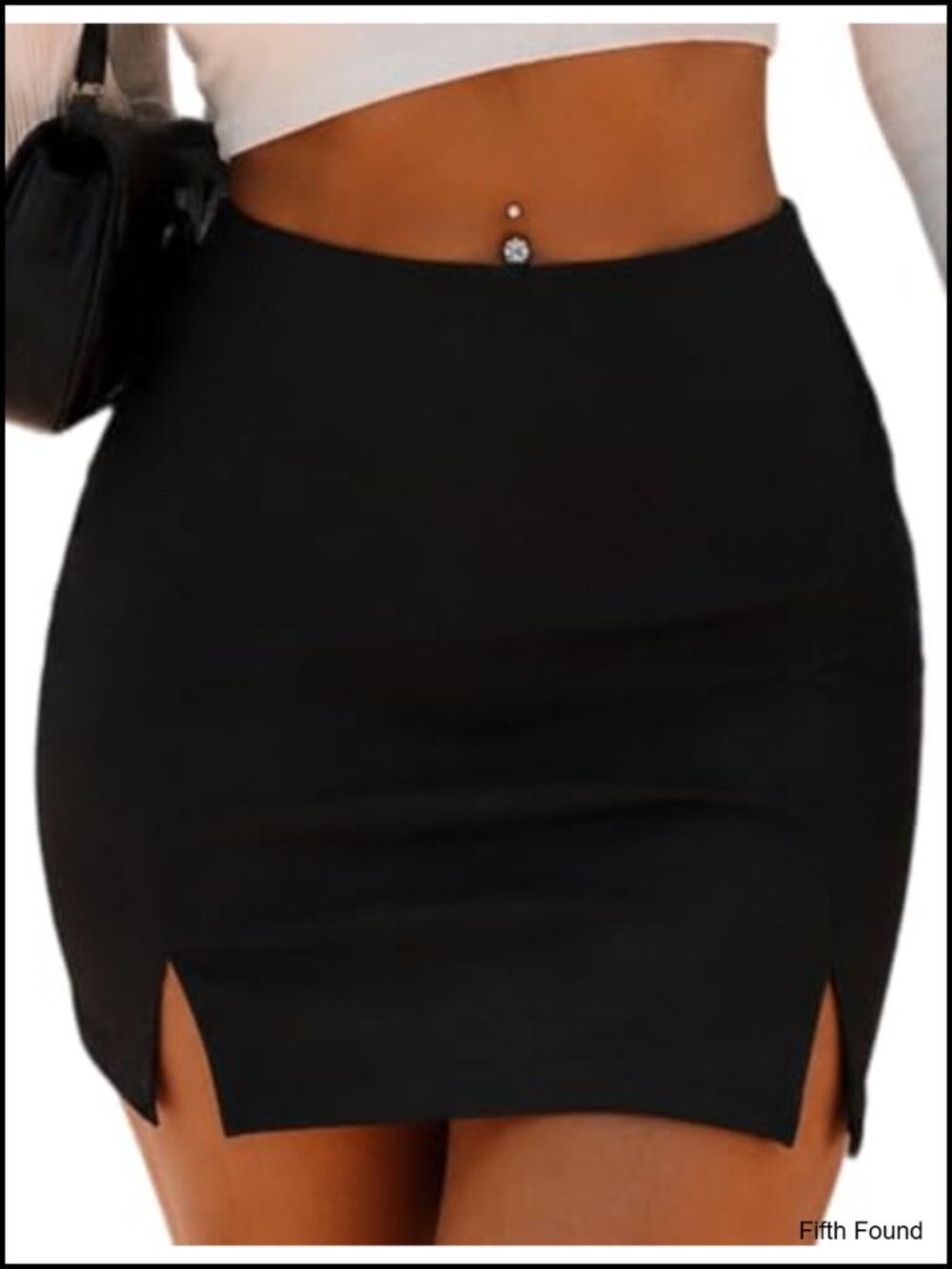 Rapbin High Waist Bodycon Mini Skort Slit Built-in Shorts Polyester Spandex